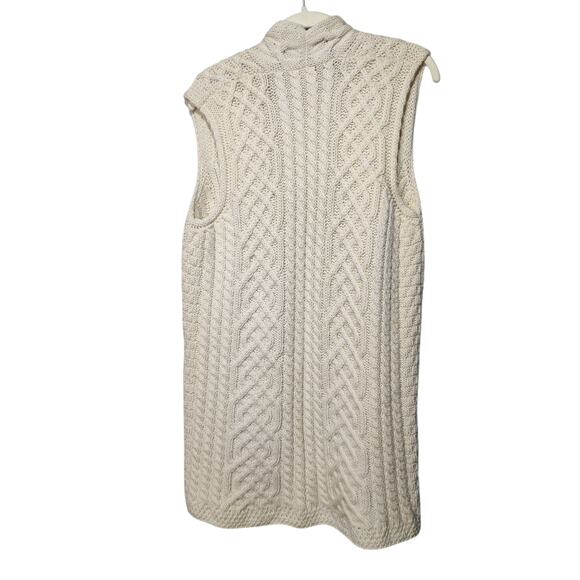 Kilronan Knitwear 100% Irish Merino Wool Cream Cable Knit Fisherman Sweater Vest - Picture 4 of 4
